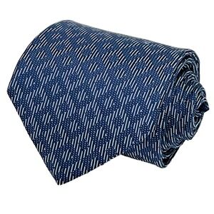 Equestrian Firenze Men's Necktie Navy Geometric 3D Effect Diamonds Made In Italy